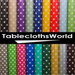 Polka Dots PVC Vinyl Tablecloth Oilcloth Wipe Clean 140cm wide - Premium Quality - Picture 1 of 17