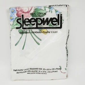 Fundas de almohada Sleepwell algodón tamaño estándar 2 flores vintage nuevas en paquete hechas en EE. UU. nuevas - Imagen 1 de 6