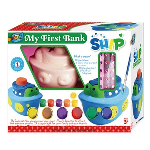 Paint You Own Fun My First Bank Ceramic Money Box Steamer Good Gift for Kids Art - Picture 1 of 5