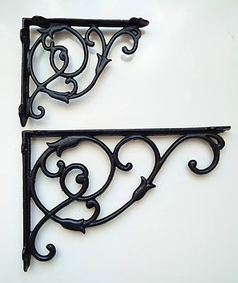 Victorian style Cast Iron Ornate Shelf Bracket in 2 sizes and 3 colours (single)