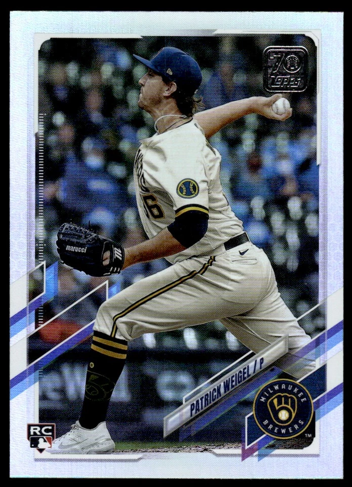 2021 TOPPS UPDATE SILVER FOIL Patrick Weigel Rookie Milwaukee Brewers #US31 - Image 1 of 2