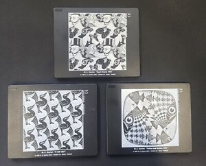 Three M.C. Escher Slide Tile Puzzles: Eight Heads, E 128, Fishes And Scales Lot!