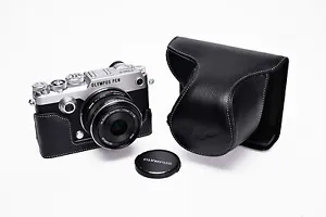 Genuine Real Leather Full Camera Case Bag Cover for Olympus PEN-F PEN F Black - Picture 1 of 9