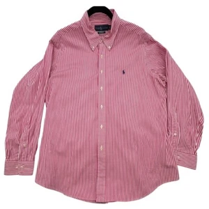 Ralph Lauren maßgeschneidertes Herrenhemd Größe 17 34/35 rosa Nadelstreifen 100 % Baumwolle - Bild 1 von 7
