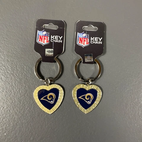 Los Angeles Rams NFL Football Heart Shaped Keychain Blue Gold - LOT OF 2 Cover