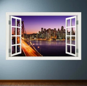 Full Colour NEW YORK CITY Sunset wall art sticker decal transfer Graphic WSD13 - Picture 1 of 1