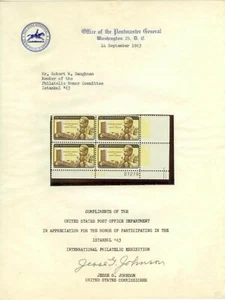 1963 Oficina Director General de Correos carta de agradecimiento por la participación de Estambul '63 - Imagen 1 de 1