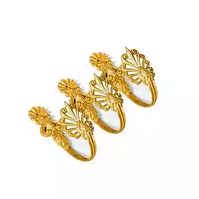 VTG Antique 19th Century Gilded Bronze Curtain Holdbacks French Drapery Tiebacks - Image 1 of 4