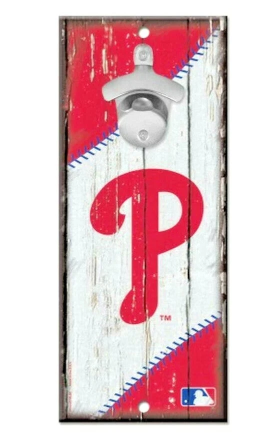 Philadelphia Phillies 5x11 Bottle Opener Team Wooden Sign Drink Opener - Image 1 of 1