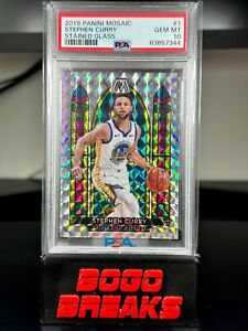 Mosaic Basketball 2019-20 Stephen Curry Stained Glass 1 PSA 10 Silver Holo Prizm