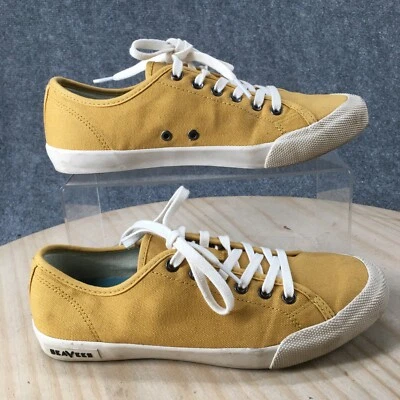 Seavees Shoes Womens 7.5 Low Top Sneaker Yellow Canvas Round Toe Lace Up Casual - Image 1 of 4