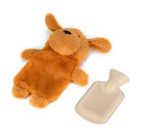 Dog Brown 500ML Hot Water Bag Bottle And Super Soft Fluffy Cover New Wrapper - Picture 1 of 8