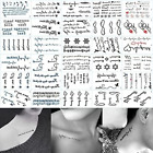 30 Pcs Temporary Tattoos Words Lines Pattern Body Sticker Hand Neck Wrist Art