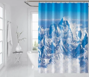 3D Schnee Berg 8 Duschvorhang Wasserdicht Faser Bad Daheim Windows Toilette DE - Picture 1 of 3
