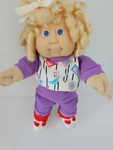 Vintage Kohlaufnäher Kind Mädchen blond Maisseide Haar blau Augen Kopfform #11 selten - Bild 1 von 15