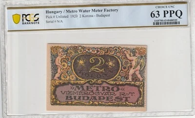 Hungary 1920 2 Korona Budapest PCGS Certified Banknote UNC 63 PPQ - Image 1 of 2