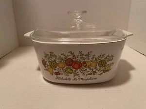 VTG Corning Ware Spice Of Life 3 Ltr. Casserole Bowl A-3-B W/ Lid, 8”x8”x4” - Picture 1 of 5