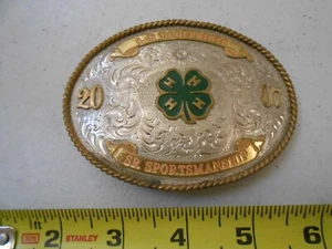 RARE 2007 4-H HOOFPRINTS SR SPORTSMANSHIP RODEO BELT BUCKLE MONTANA SILVERSMITH - Picture 1 of 3