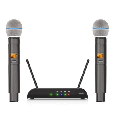 Pro UHF Wireless Microphone System Dual Channel Handheld Microphone Meeting KTV - Image 1 of 4