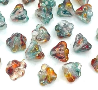 25 cuentas de flores de campana de bebé de vidrio checo - cristal rosa brillante 6x4 mm Foto 1 de 4