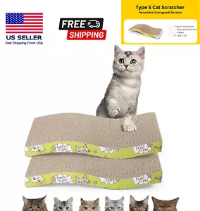 2 Pack Cat Scratch Cardboard Scratching Pad Scratcher Lounge Sofa Bed w/2 Catnip - Picture 1 of 15