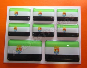 8 x Pegatinas 3D Relieve Bandera Extremadura - Todas las Banderas del MUNDO - Imagen 1 de 1