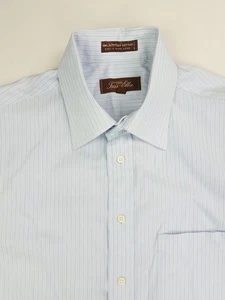 Tasso Elba Spa 16.5 34-35 White Blue Check French Cuff Egytian Cotton Logo Shirt - Picture 1 of 12