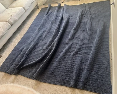 Restoration Hardware King Navy Silk Cotton Quilted Quilt Coverlet - Image 1 of 4