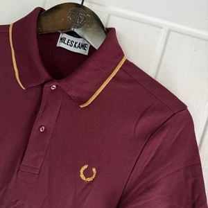 Fred Perry x Miles Kane Poloshirt Herren X Small XS Retro Mod Casuals Burgundy - Bild 1 von 5