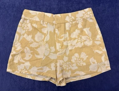 Pantalones Cortos O’Neil Garcia Mezcla de Lino Floral Paja Amarillo Claro Cintura Alta 27 Foto 1 de 4