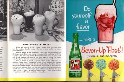 7up "Seven-Up Float"! the All-Family Drink Pamphlet #C 1-61 6 Float Recipes 1961 - Image 1 of 2