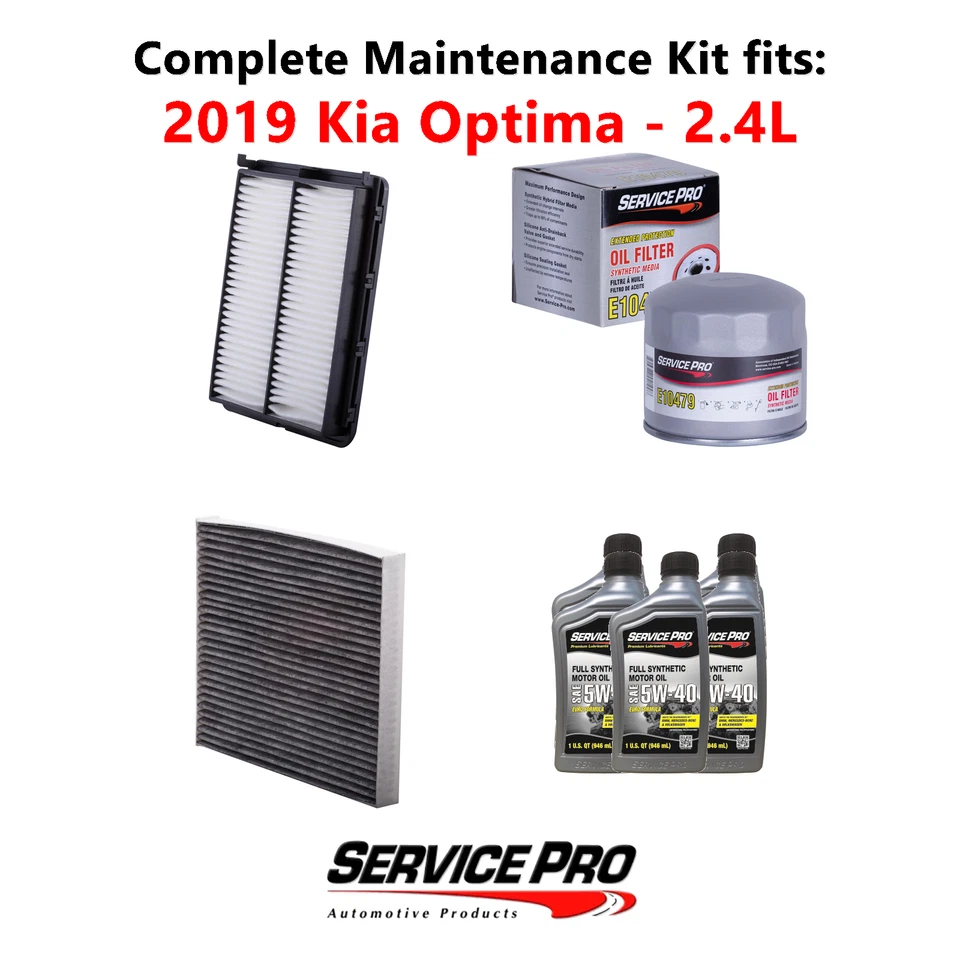 2019 Kia Optima 2.4L Complete Oil, Air & Cabin Filter Kit (5W-40) Foto 1 de 4