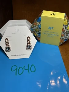 NIB Bomb Party Dangle Earring RBP6682 Linked In Sparkle LC Blue Topaz Rose Gld P - Picture 1 of 5