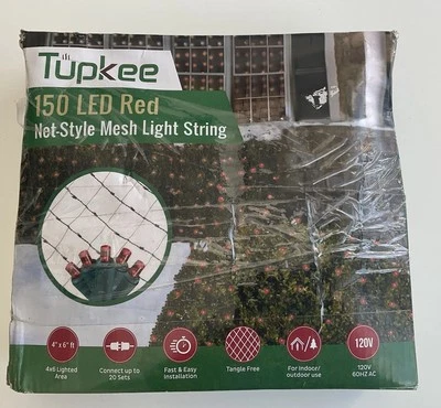 Tupkee Christmas Light Net – 150 LED Red Mesh Lights - 4 ft x 6 ft - Image 1 of 4