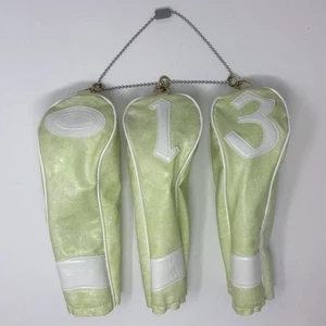 Juego De Colección De 3 Cubiertas De Cabeza De Golf Burton Cuero Sintético Verde Claro/Blanco 0, 1 y 3 - Imagen 1 de 10