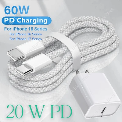  Cargador de pared USB-C de 20 W para AirPods 4 Gen/Pro 2 2nd/iPhone 15/17/16E cable tipo C Foto 1 de 4