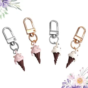 4 Pcs Ice Cream Keychain Rhinestone Studded Holder Cute Accessories Ring - Bild 1 von 12