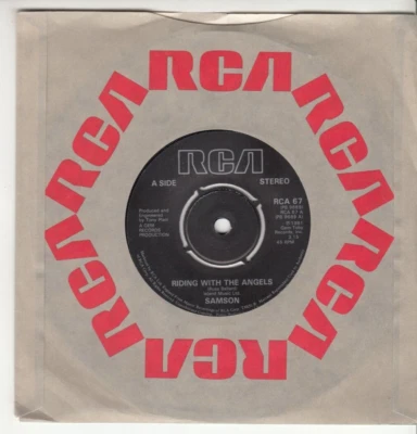 SAMSON (BRUCE DICKINSON of IRON MAIDEN) - RIDING WITH THE ANGELS - UK IMPORT 45 - Image 1 of 2