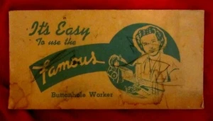 FAMOUS BUTTONHOLE WORKER--ORIGINAL INSTRUCTION BOOKLET--MODEL "F" - Picture 1 of 5