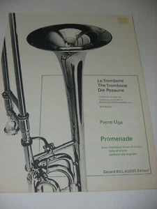 Pierre Uga Promenade Trombone Piano Tuba Saxhorn Sheet Music Gerard Billaudot - Picture 1 of 6