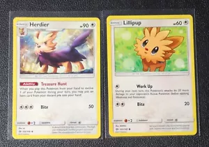 Herdier 104/149 & Lilipup 103/149 Pokemon Karte Sonne & Mond NM - Bild 1 von 1