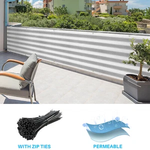35in Balcony Privacy Fence Screen Apartment Porch Windproof Shade Gray Stripe - Picture 1 of 9