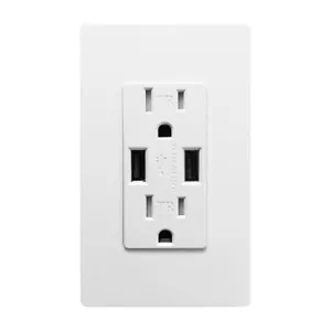 Outlet USB Fast Charger 4.8A Duplex Receptacle 15A Tamper Resistant UL Listed - Picture 1 of 9