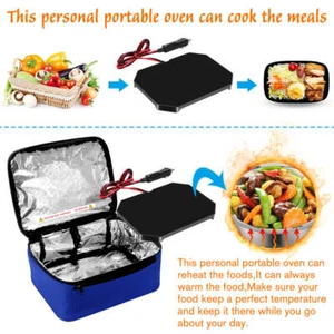 Portable Electric Food Warmer Heating Lunch Box Bag Mini Oven Container for Car