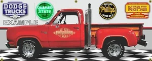 1979 Dodge Lil Red Express Truck (82) Classic Garage Scene Banner. Two Sizes. - Picture 1 of 1