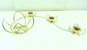 Vtg Golden Metal Candle Holder Frame Swirl-of-Flowers 1960's Tapers Pillar T37 - Picture 1 of 9