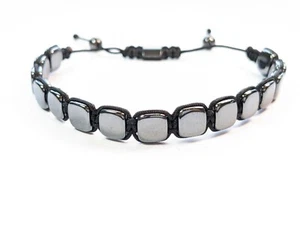 Verstellbares Edelstein Armband nicht magnetisch Hämatit Makramee Unisex Geschenk - Bild 1 von 11