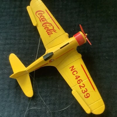 COCA COLA  Airplane Bank ERTL NC46239 DIE CAST COLLECTIBLE Yellow and Red Bank - Image 1 of 4