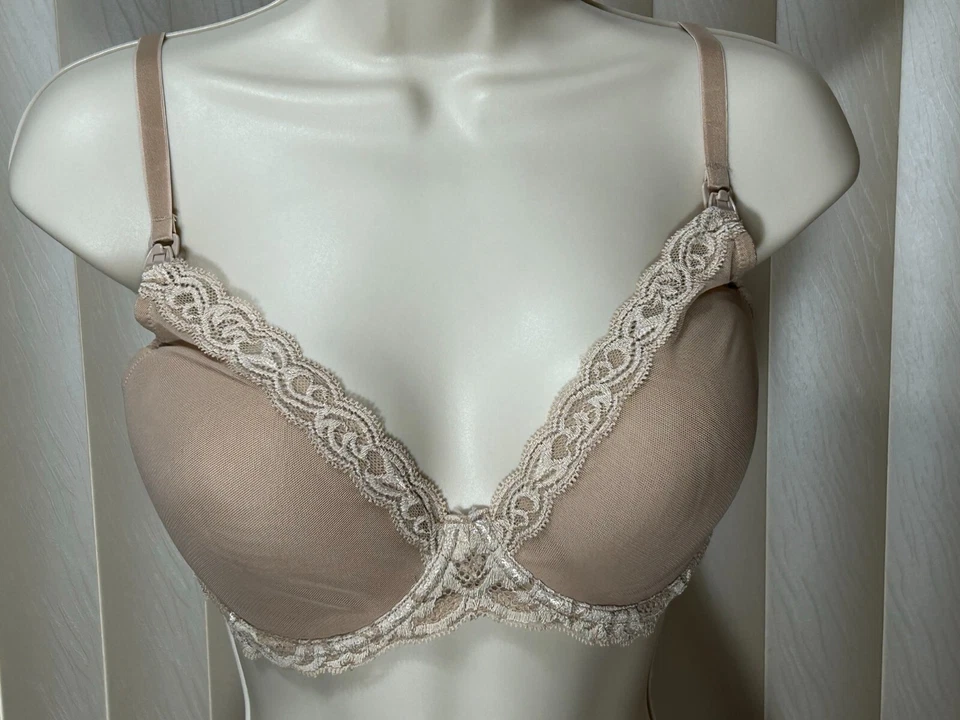 Natori Maternity Underwire Nursing Bra 34DD Plunge Feathers Cafe 730023M - Image 1 of 4