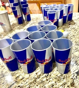 Red Bull Energy Plastic Reusable 12oz Cups Blue Gray Cola NEW & Rare, Lot Of 10 - Picture 1 of 2